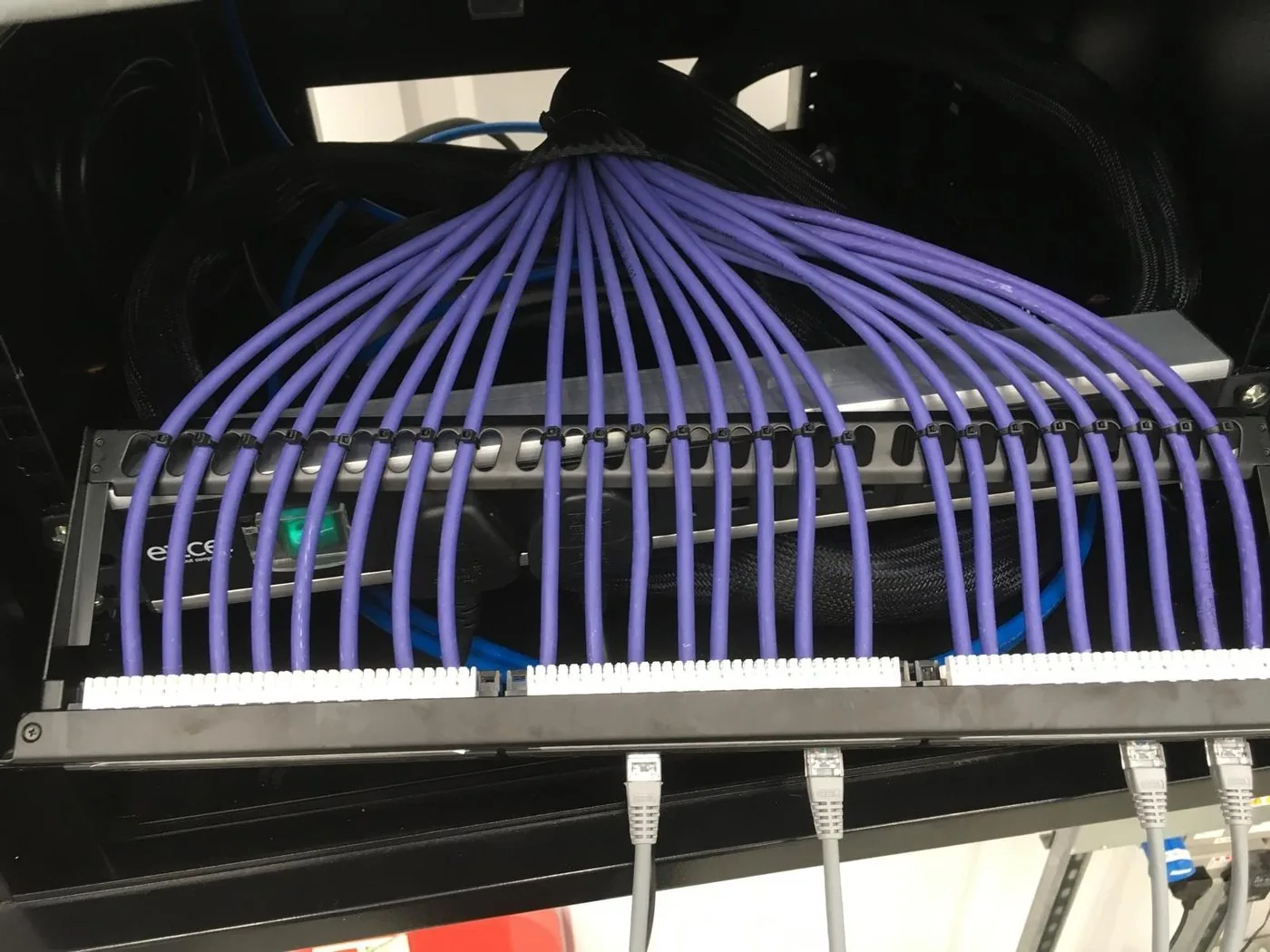 Network patch panel feeding access control and CCTV