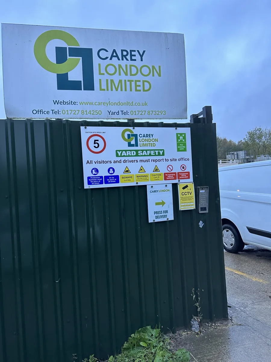 Carey London yard gate at Frogmore with keypad entry panel and CCTV sign