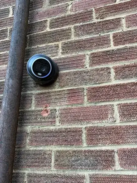 UniFi turret camera on a brick wall at SEG's head office in St Albans