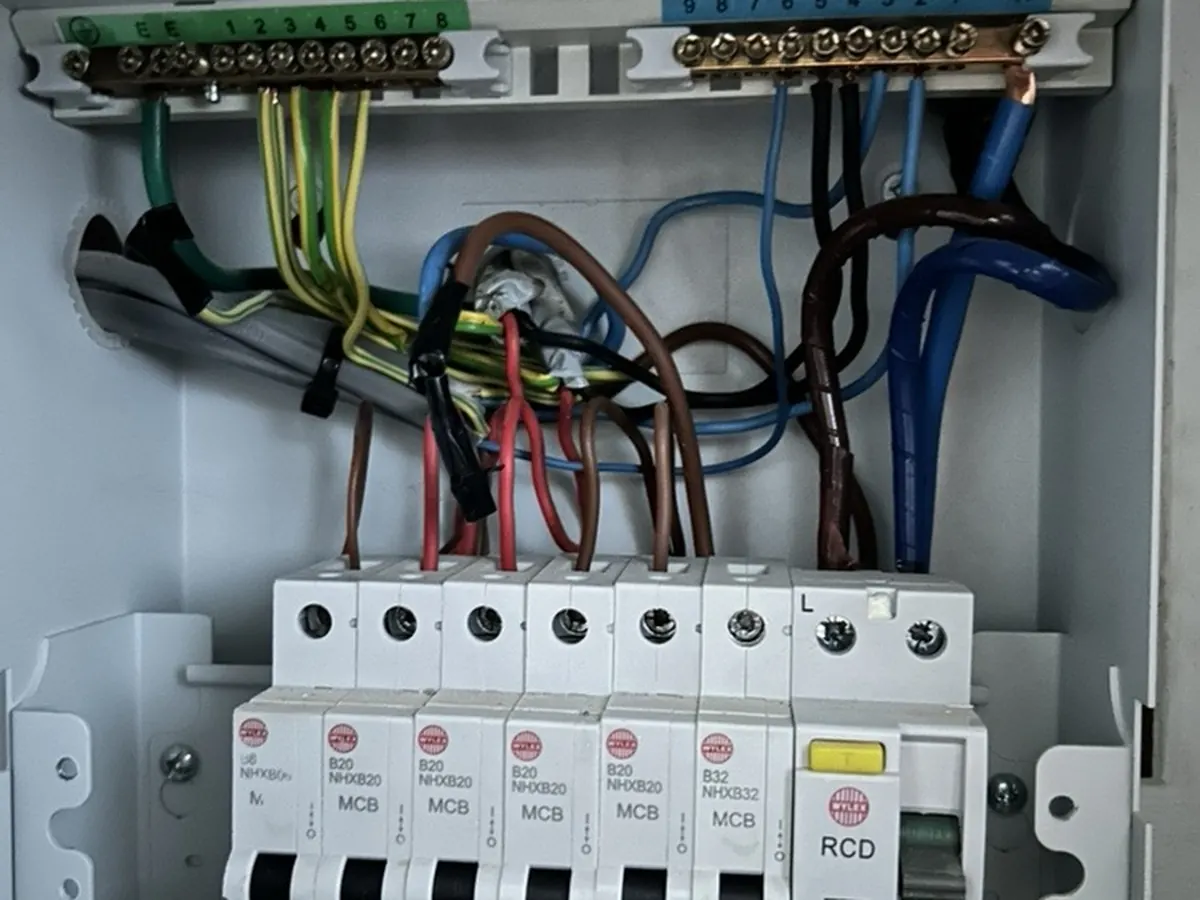 Office distribution board opened up for testing in Hampstead