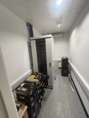 The lower ground comms room, where the new fibre route starts