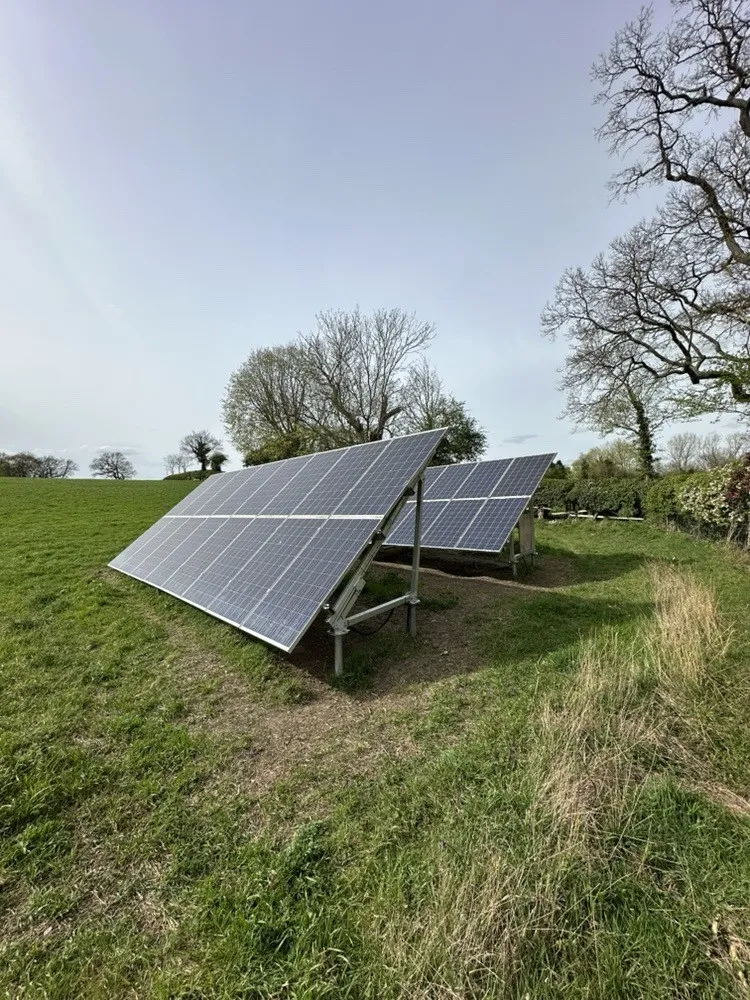 Ground-mounted solar array in the paddock back in production