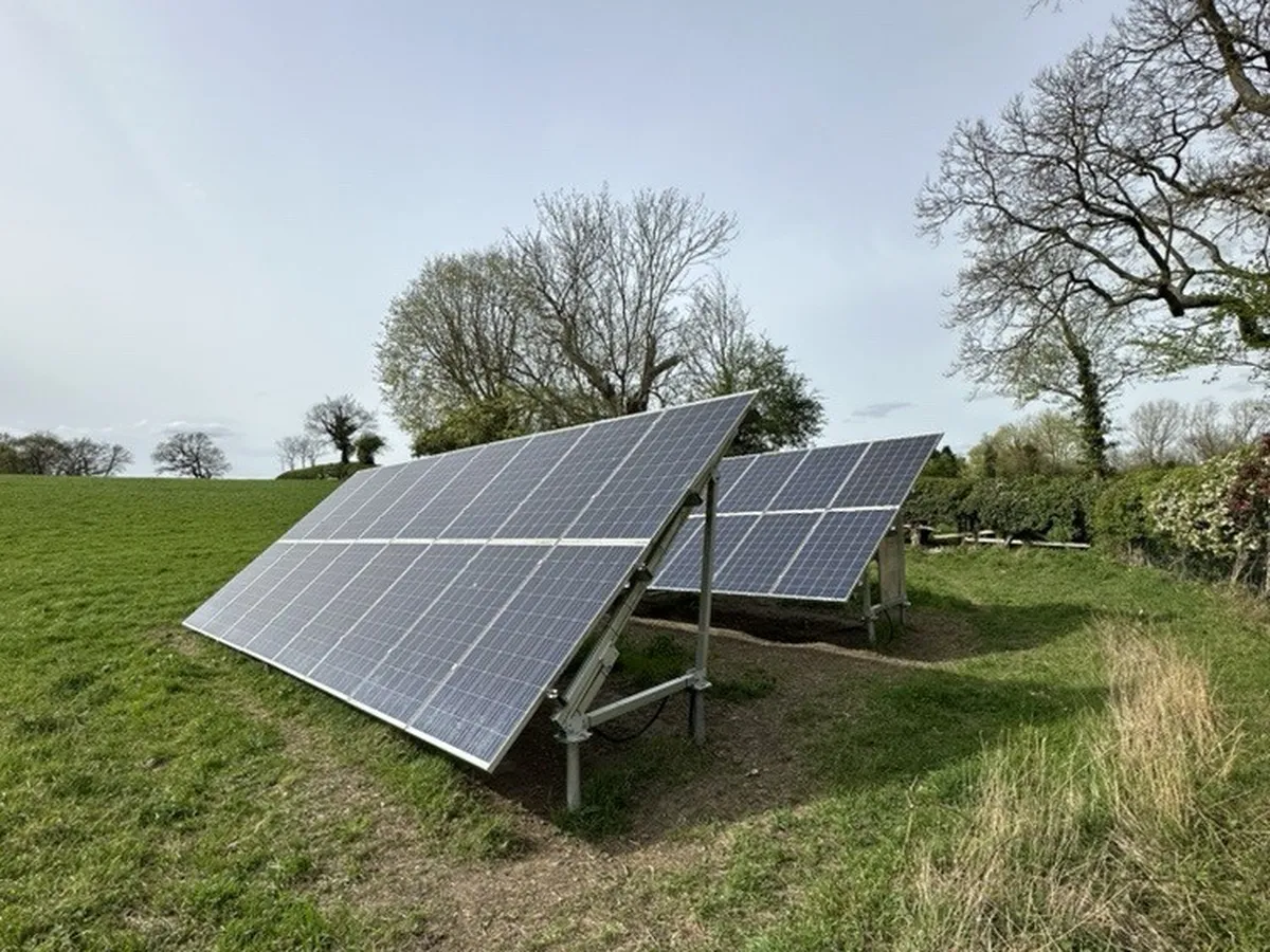 Ground-mounted solar array in the paddock back in production