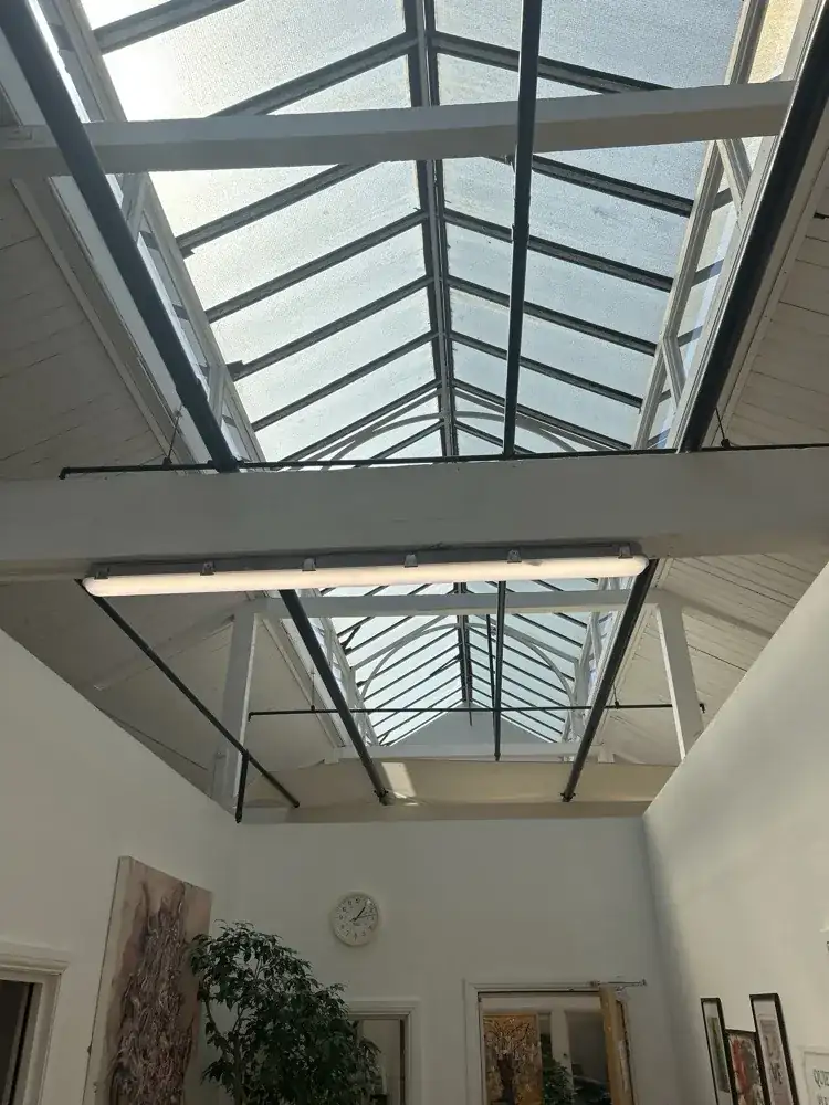 New LED batten under the glazed roof
