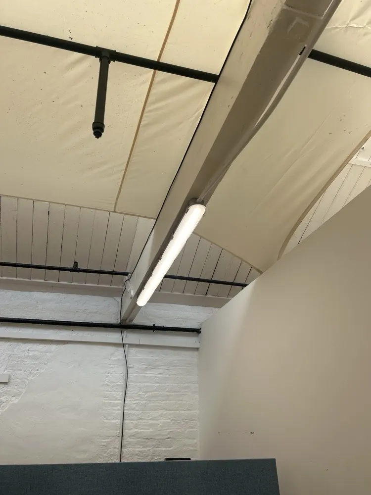 LED batten fitted under the sloping ceiling