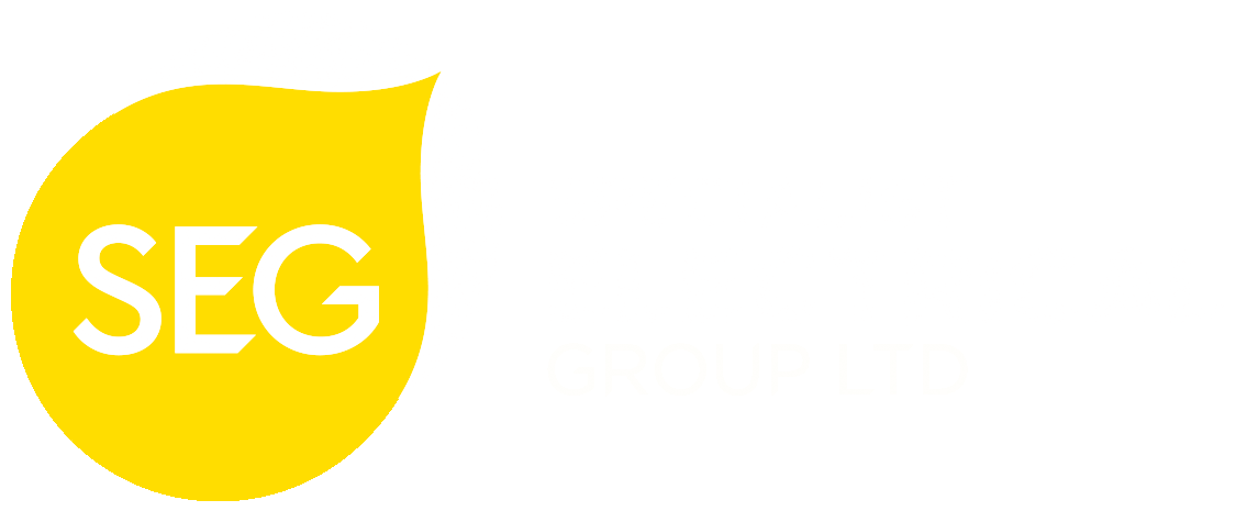 SEG logo, The Specialist Electrical Group Ltd, white version for dark backgrounds